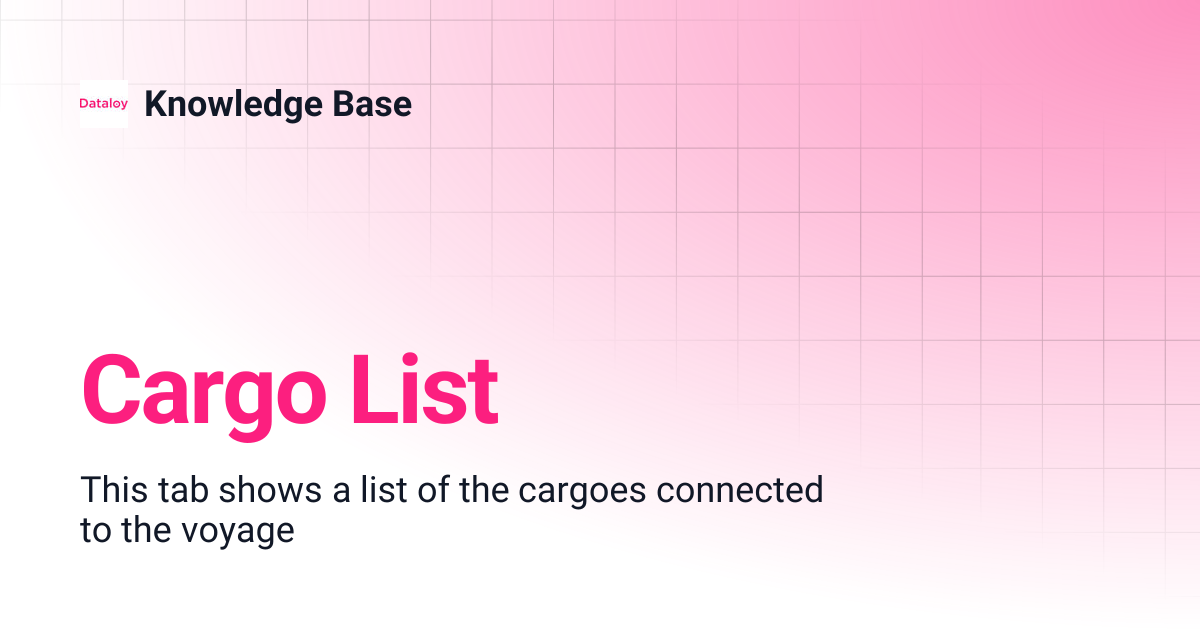 Cargo List | Release 6.35 | Knowledge Base