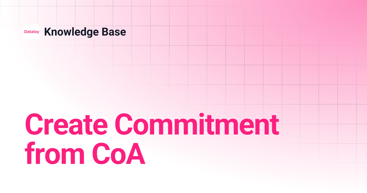 Create Commitment from CoA | Release 6.42 | Knowledge Base
