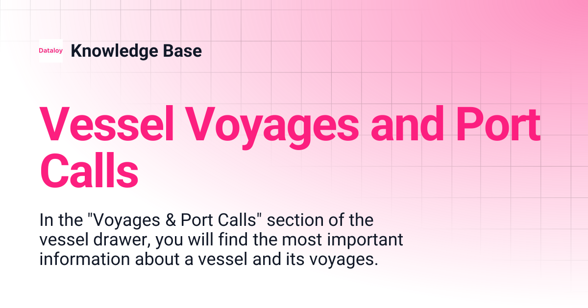 Vessel Voyages and Port Calls | Release 7.5 | Knowledge Base