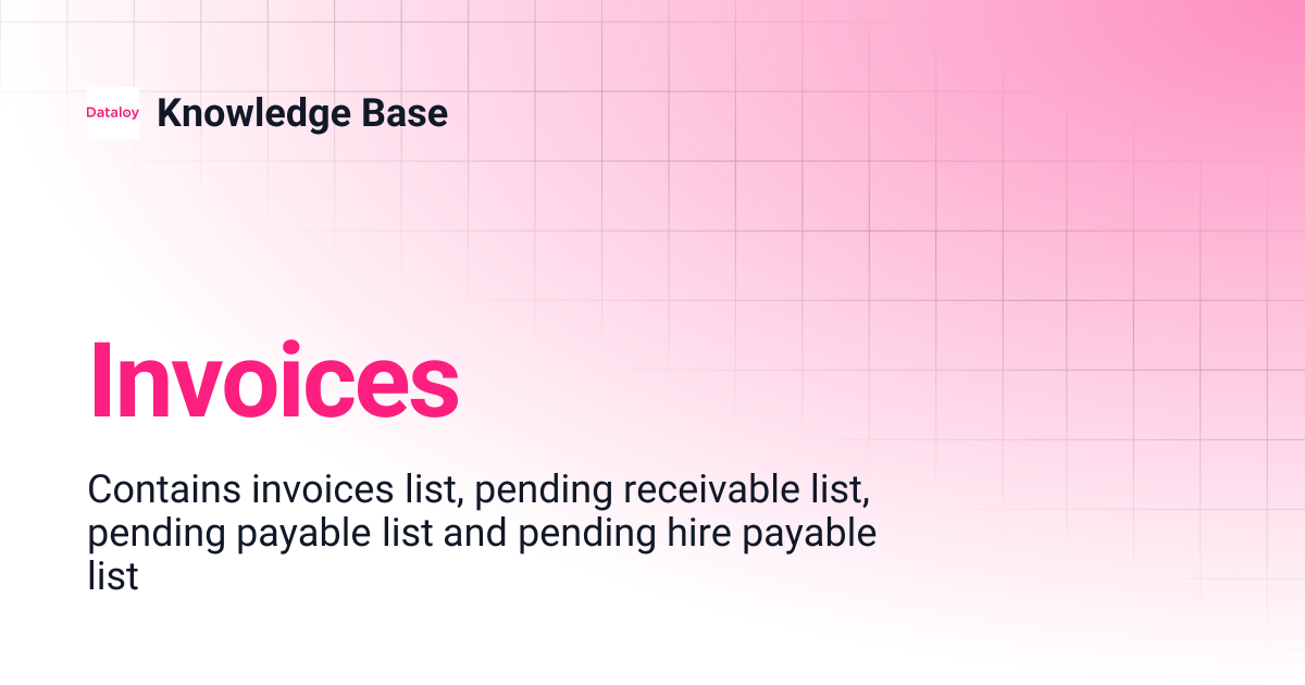 Invoices | Release 8.11 | Knowledge Base