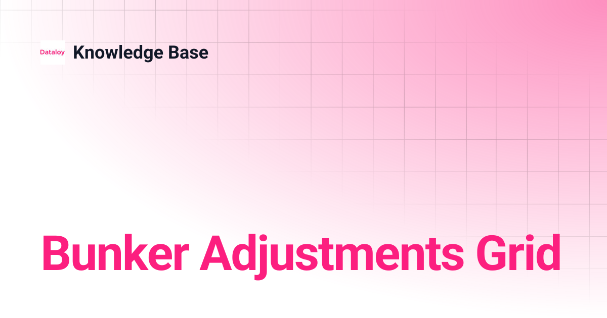 Bunker Adjustments Grid | Release 8.15 | Knowledge Base