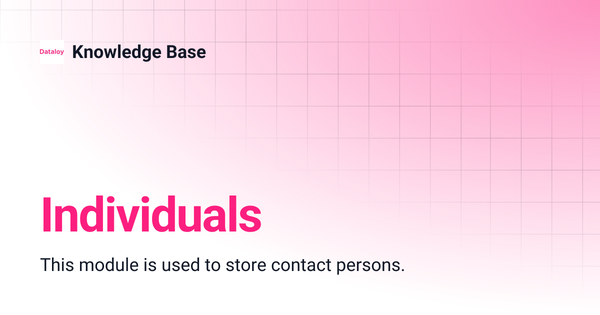 Individuals | Release 8.21 | Knowledge Base