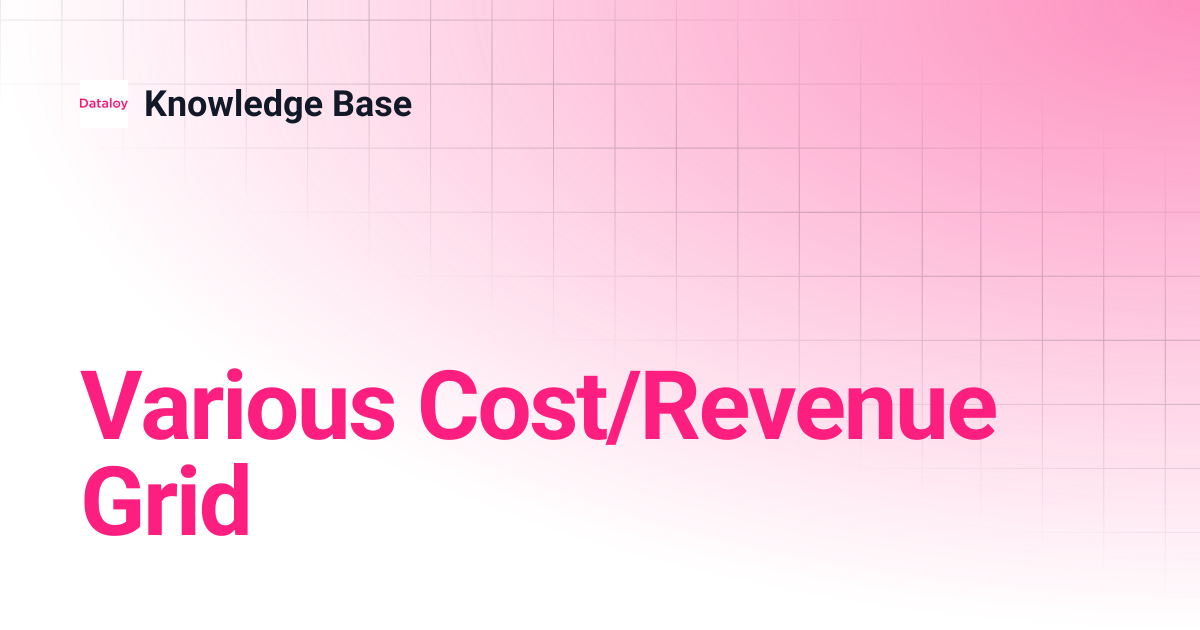 Various Cost/Revenue Grid | Release 8.21 | Knowledge Base