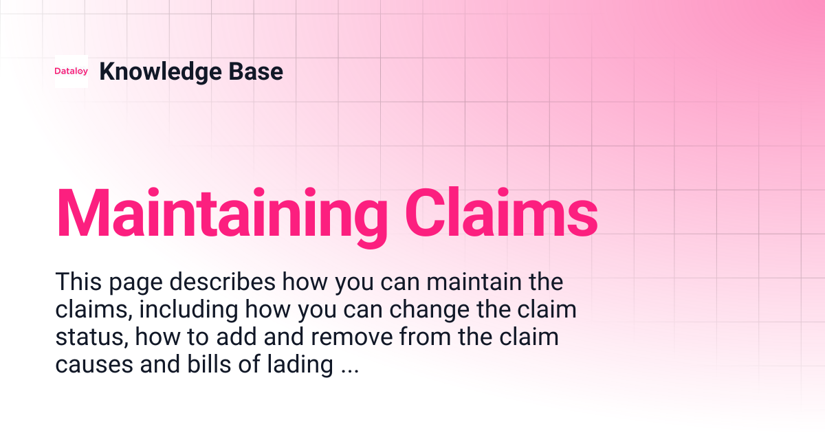 Maintaining Claims | Release 8.21 | Knowledge Base