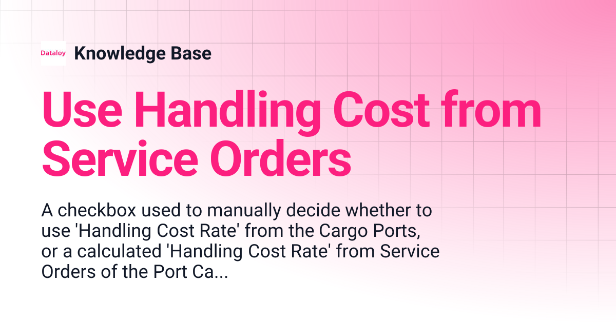 Use Handling Cost from Service Orders | Release 8.7 | Knowledge Base