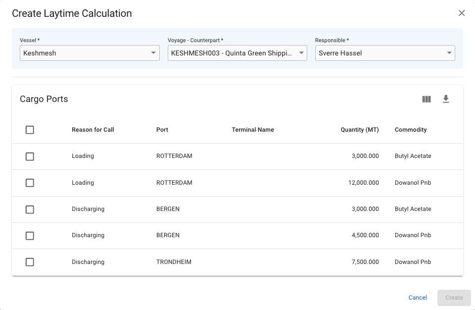 Create Laytime Calculation | Knowledge Base