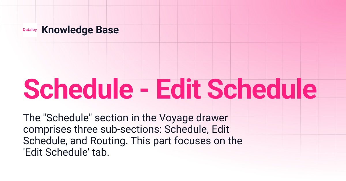 Schedule - Edit Schedule | Knowledge Base