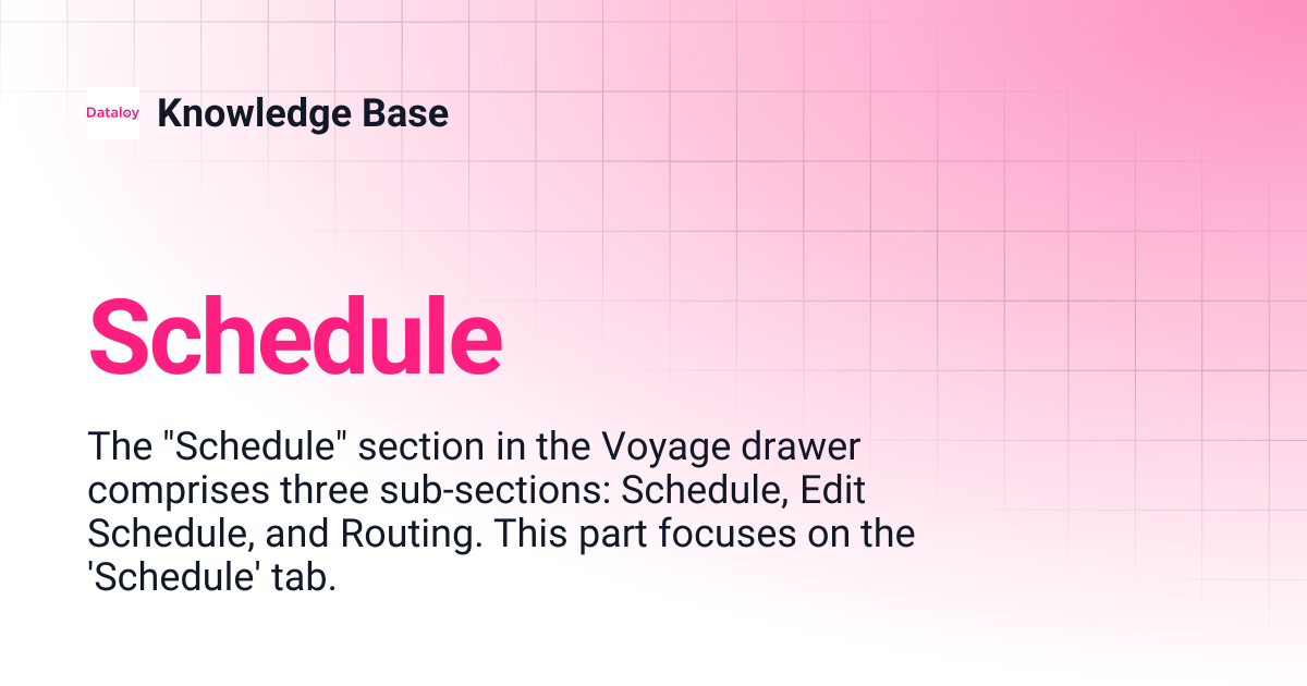 Schedule | Knowledge Base