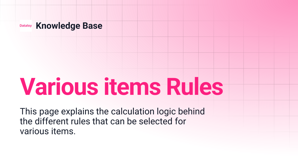 Various items Rules | Knowledge Base