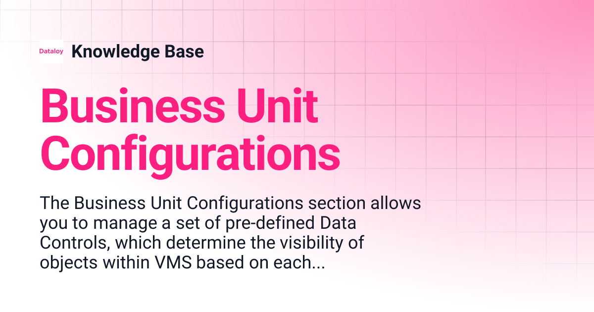 Business Unit Configurations | Knowledge Base