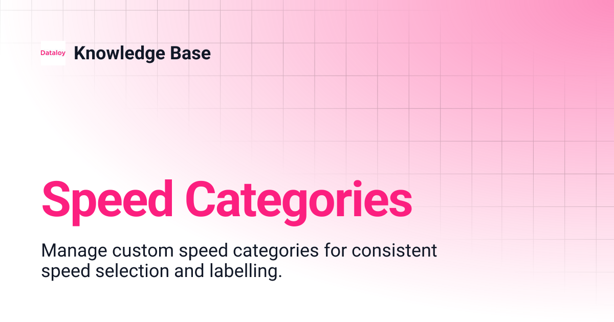 Speed Categories | Knowledge Base